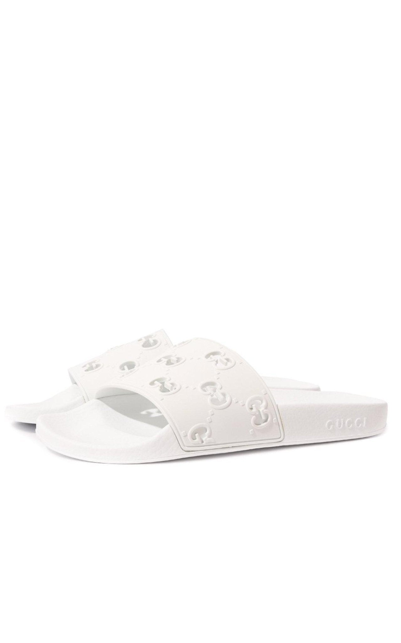 Gucci White GG Slide Sandal - Runway Catalog