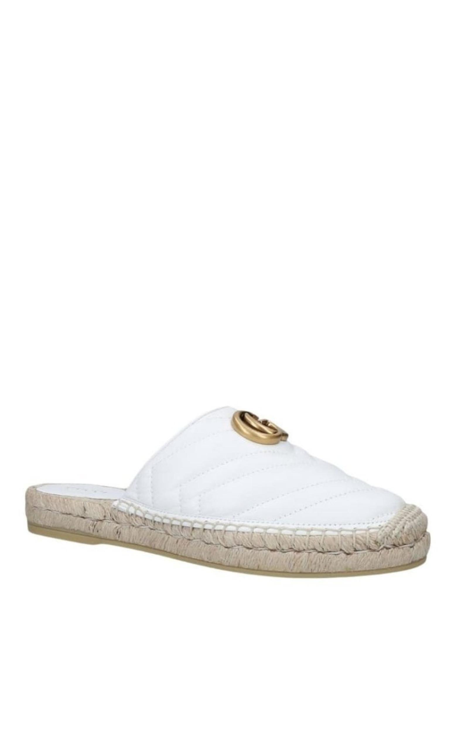 White Pilar Leather Espadrilles Gucci