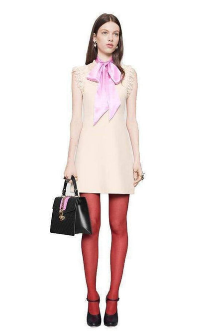 Wool & Silk Blend Mini Dress with Pussycat Bow Gucci