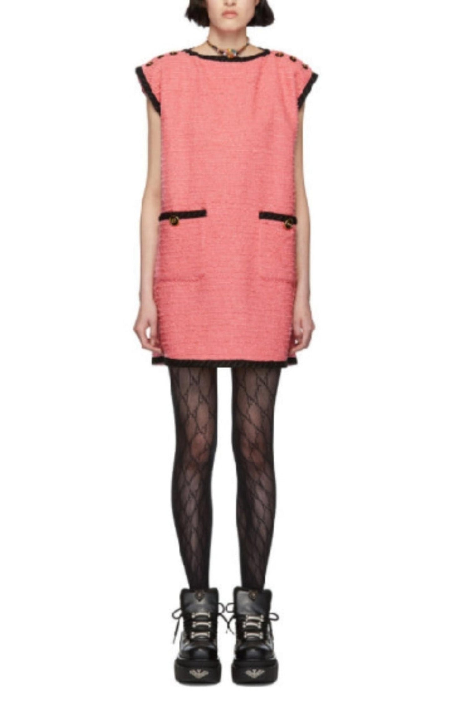 Wool Blend Pink Shift Dress Gucci