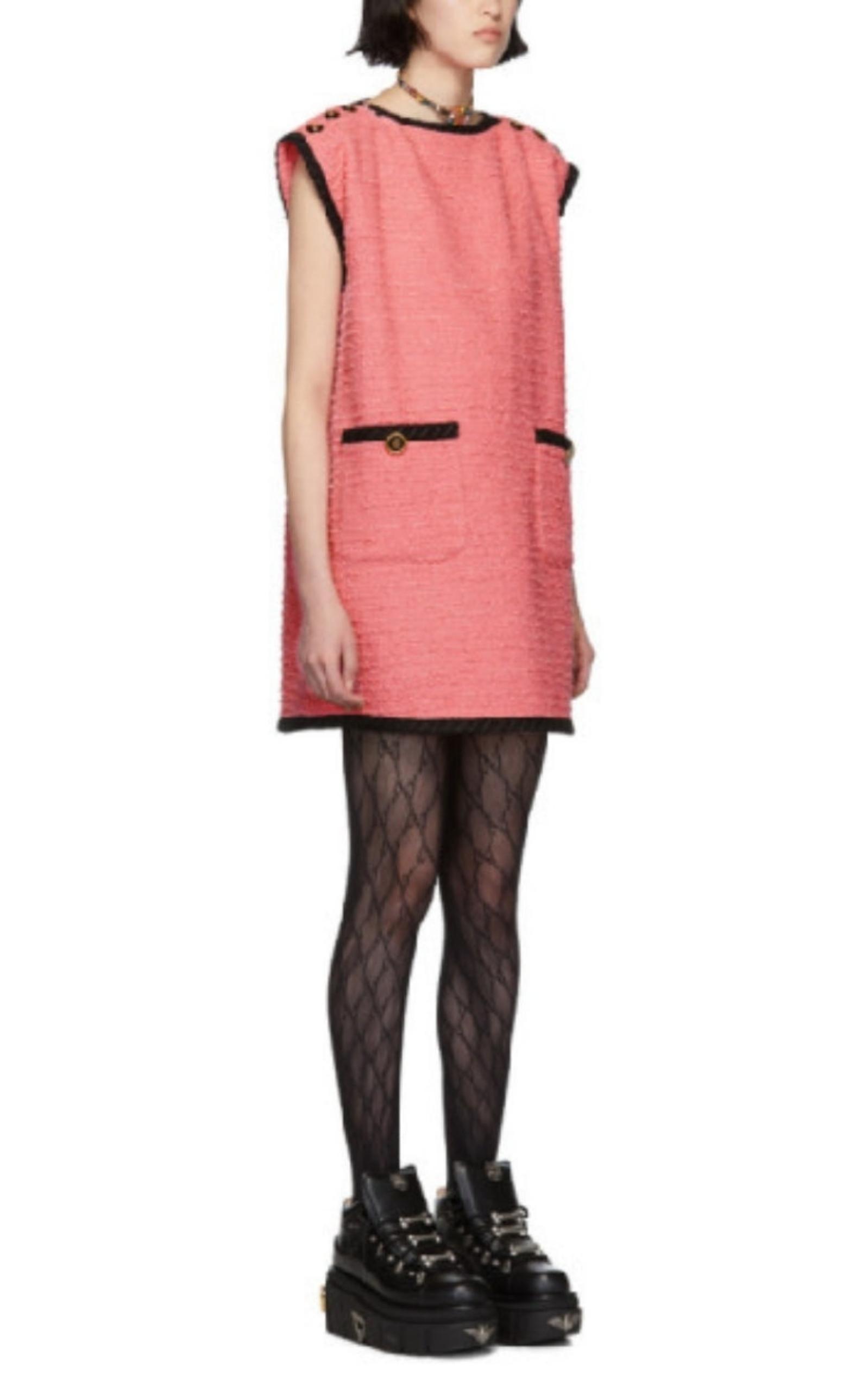 Wool Blend Pink Shift Dress Gucci