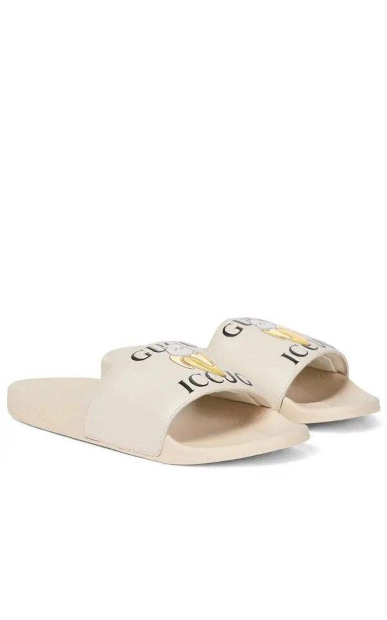 Gucci X Bananya Logo - print Open - toe Slides - Runway Catalog