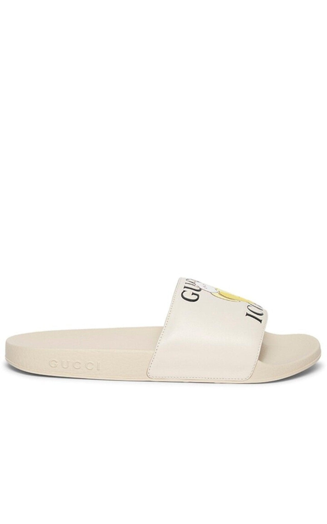 Gucci X Bananya Logo - print Open - toe Slides - Runway Catalog