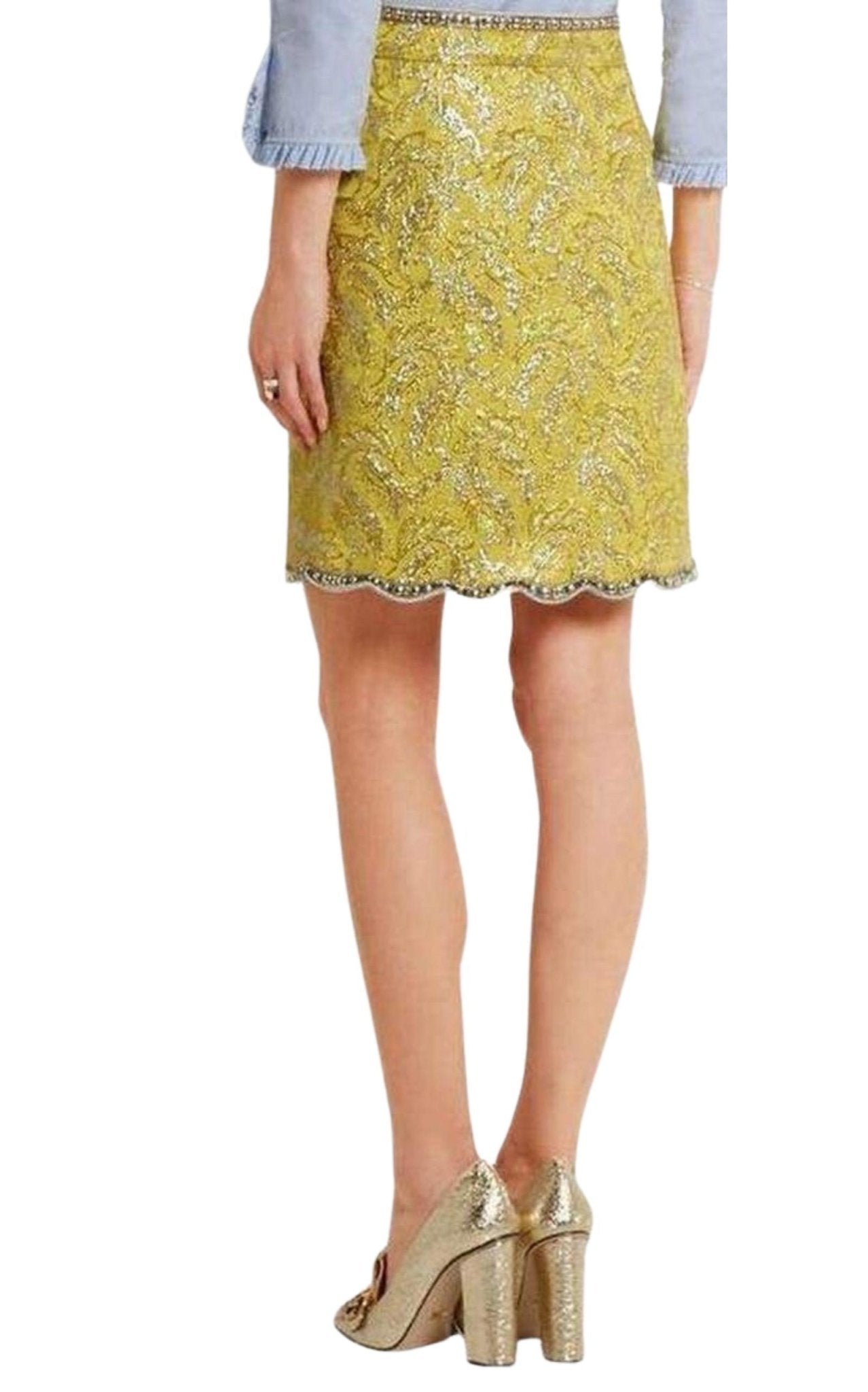 Gucci Yellow Brocade Jacquard Mini Skirt - Runway Catalog
