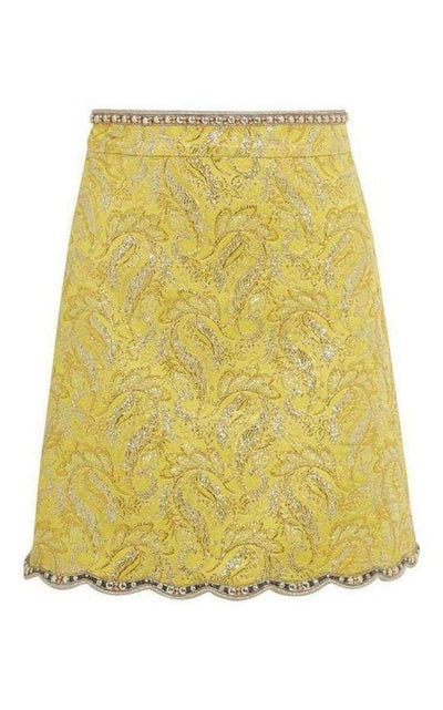 Gucci Yellow Brocade Jacquard Mini Skirt - Runway Catalog