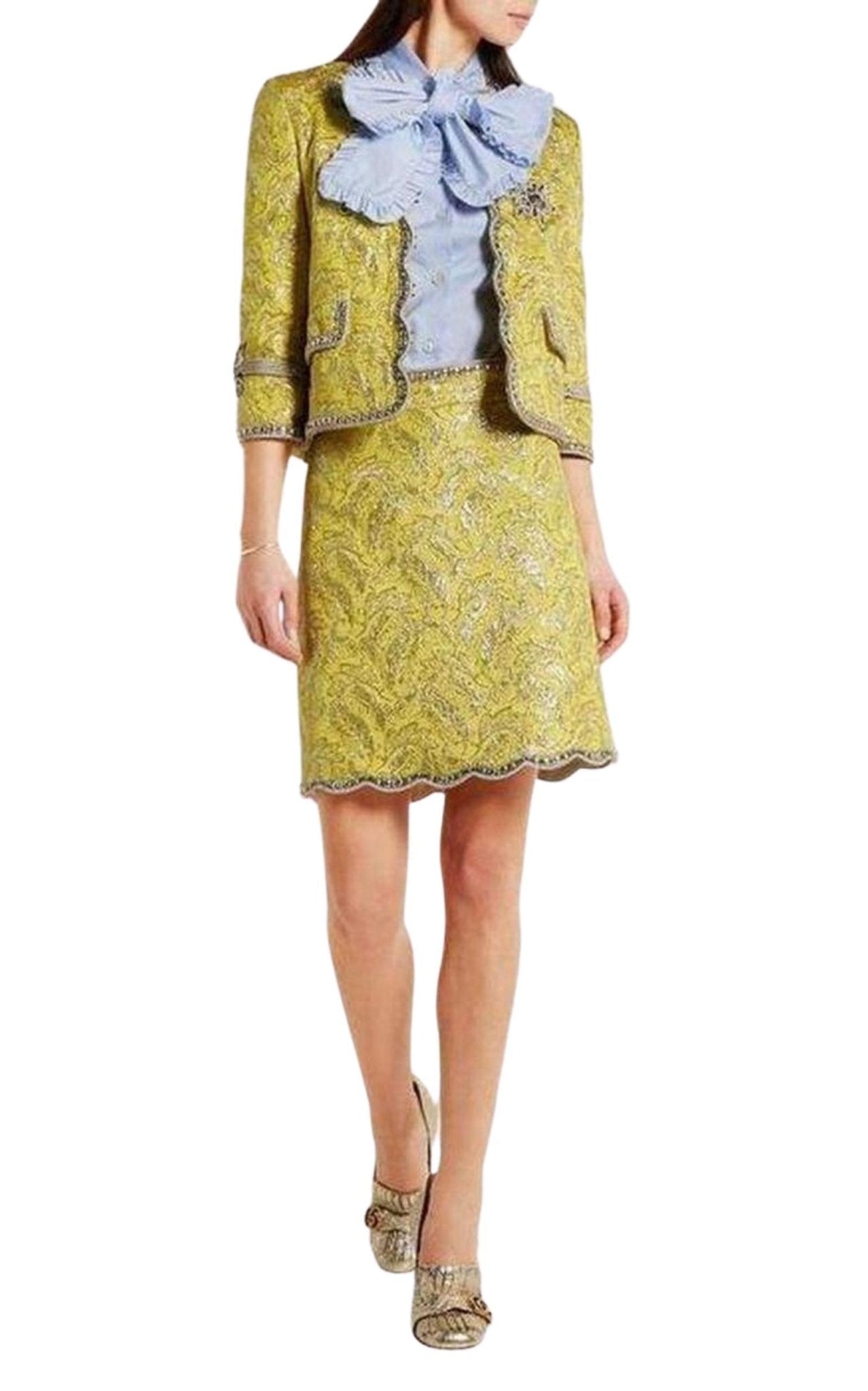 Gucci Yellow Brocade Jacquard Mini Skirt - Runway Catalog