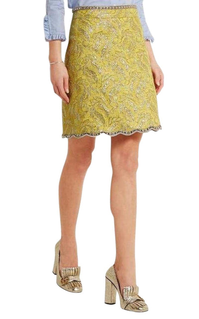 Gucci Yellow Brocade Jacquard Mini Skirt - Runway Catalog