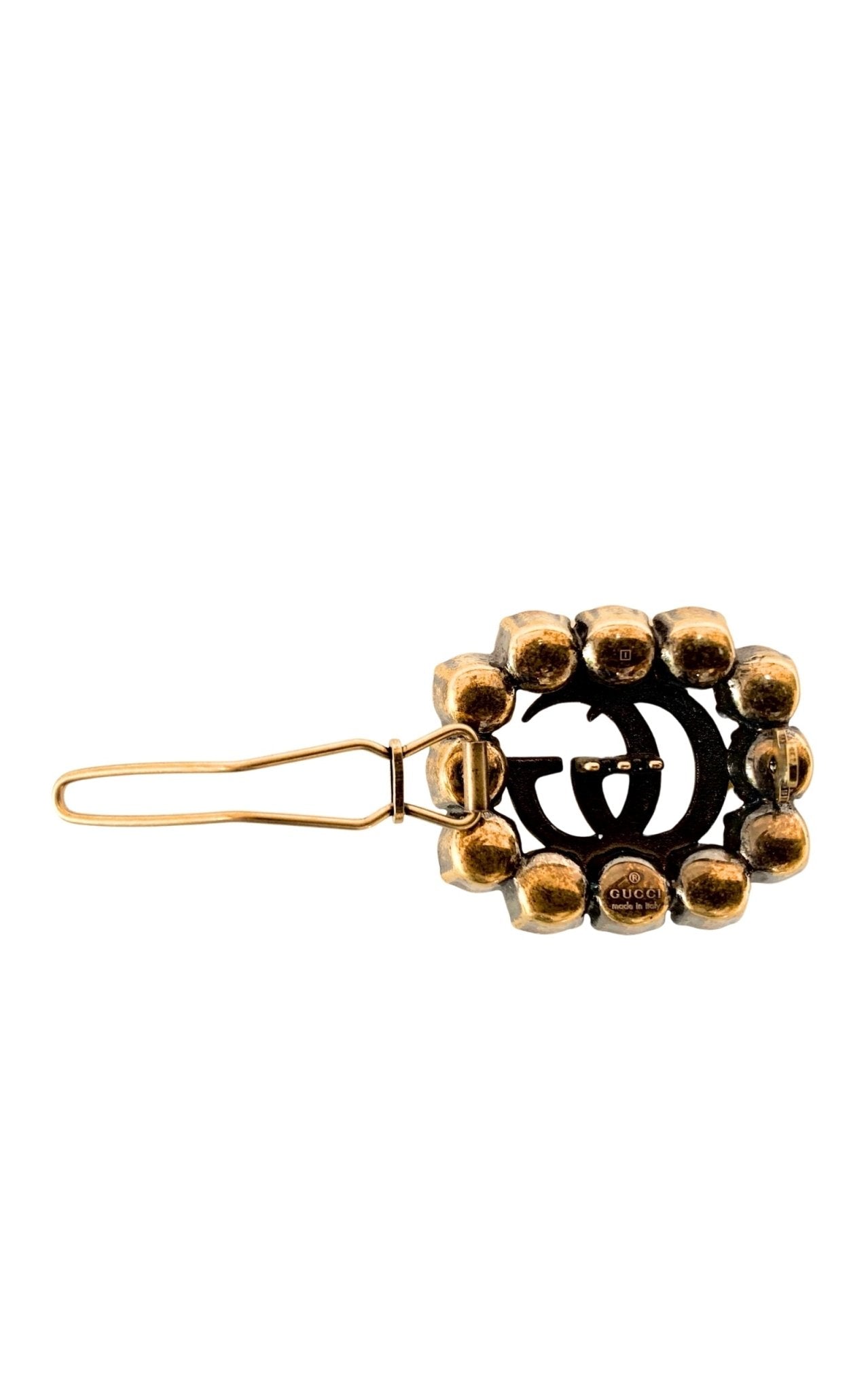 Gucci Yellow Crystal - Embellished Interlocking G Hair Clip - Runway Catalog