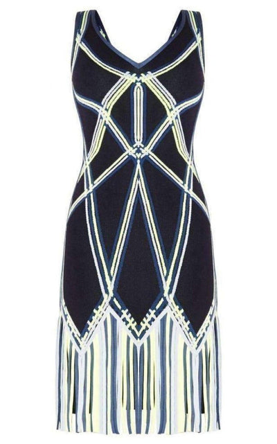 Herve Leger Charoletta Basket Weave Fringe Jacquard Dress - Runway Catalog