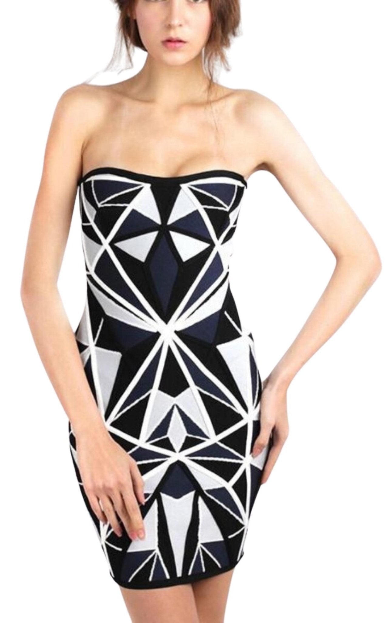 Herve Leger Jamari Geometric Patchwork Jacquard Dress - Runway Catalog
