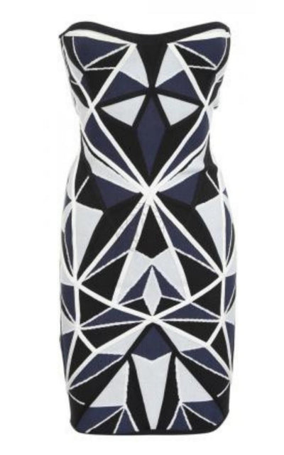 Herve Leger Jamari Geometric Patchwork Jacquard Dress - Runway Catalog