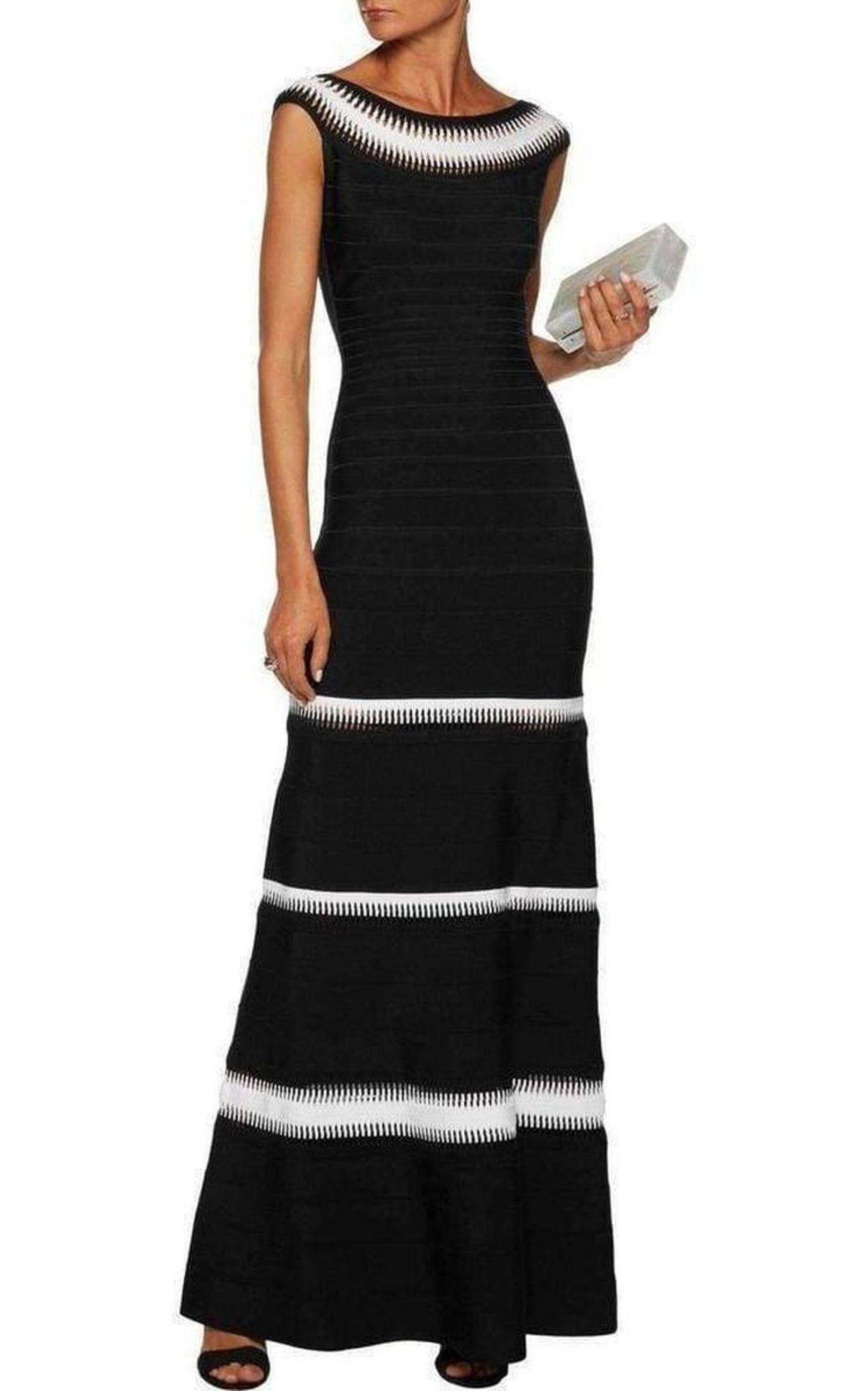 Mariana Lattice Trimmed Bandage Gown Herve Leger