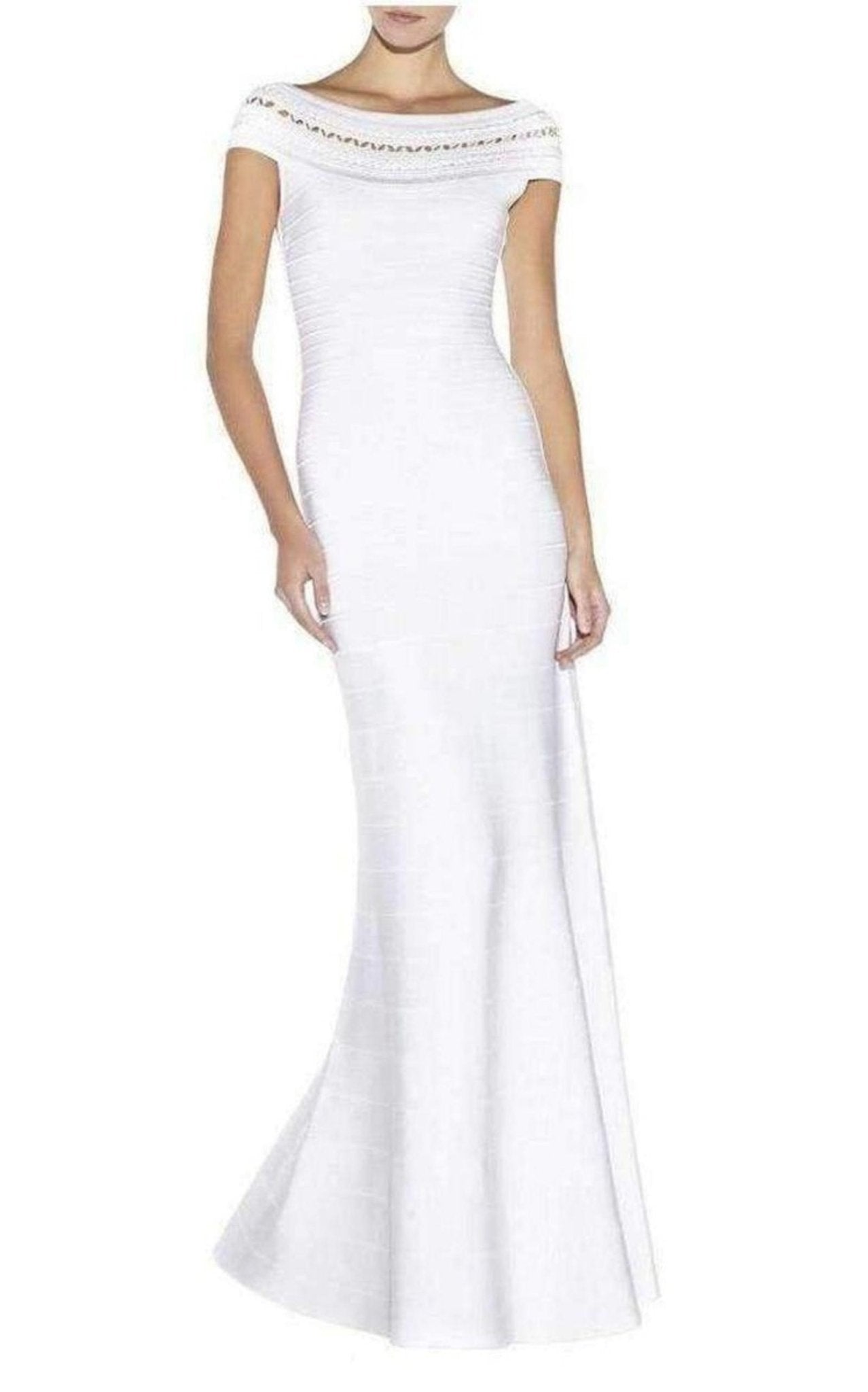 Herve Leger Sophia Braided Ottoman Crochet Gown - Runway Catalog