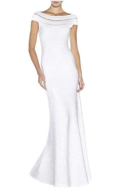 Herve Leger Sophia Braided Ottoman Crochet Gown - Runway Catalog