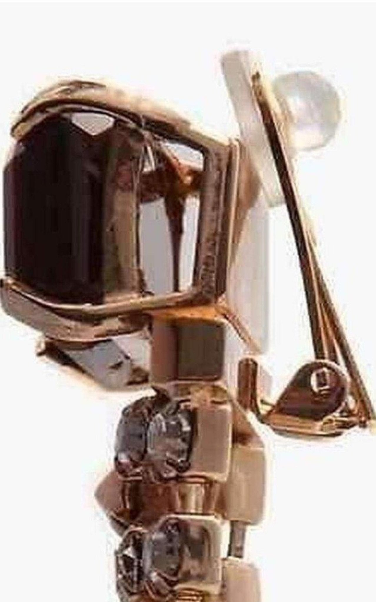 Iosselliani Brass Rhinestone Tiger Eye Clip On Earrings - Runway Catalog