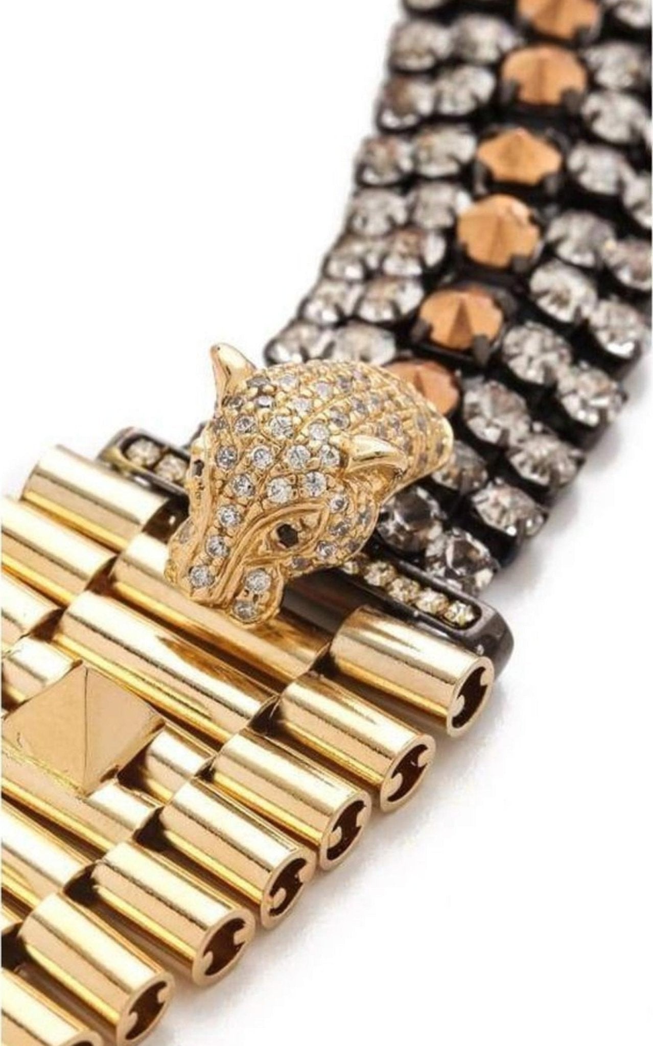 Iosselliani Cheetah Head Crystal Bracelet - Runway Catalog