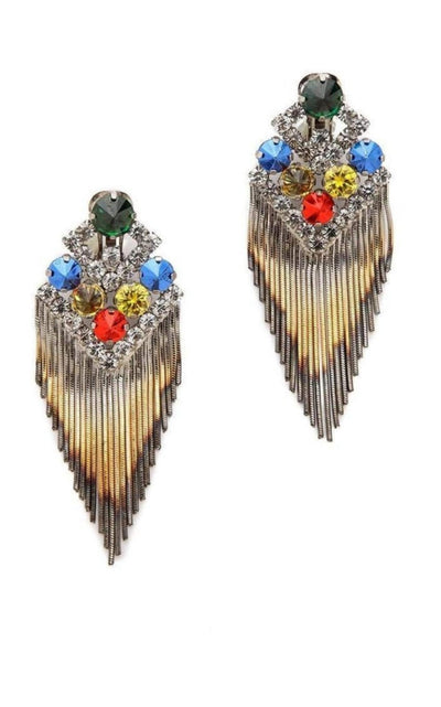 Iosselliani Fringe Mixed Color Earrings - Runway Catalog