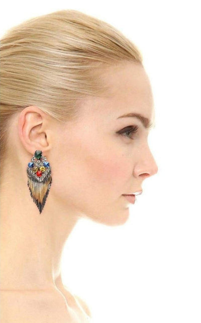 Iosselliani Fringe Mixed Color Earrings - Runway Catalog