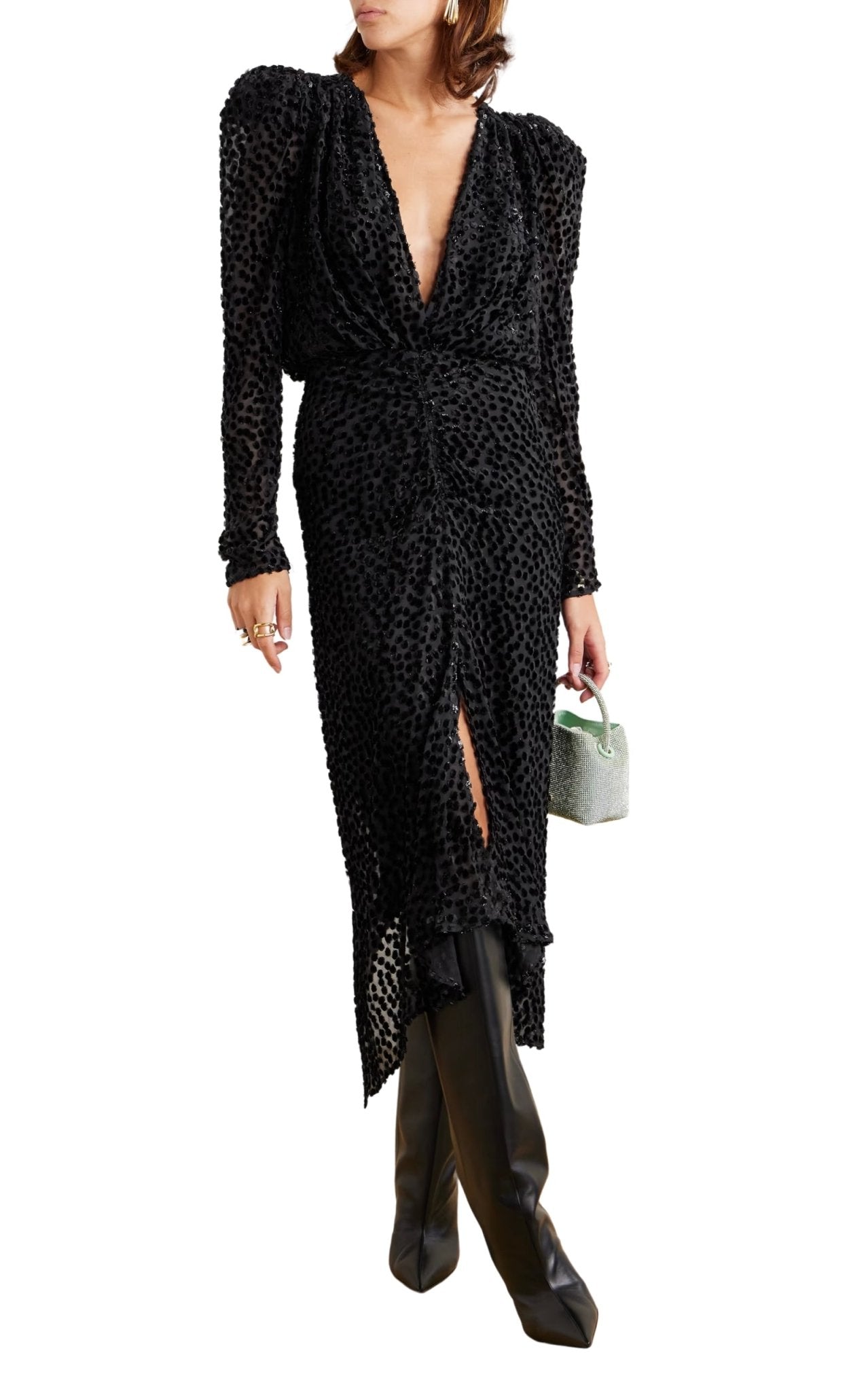 Isabel Marant Maray Metallic Printed Silk Midi Dress - Runway Catalog