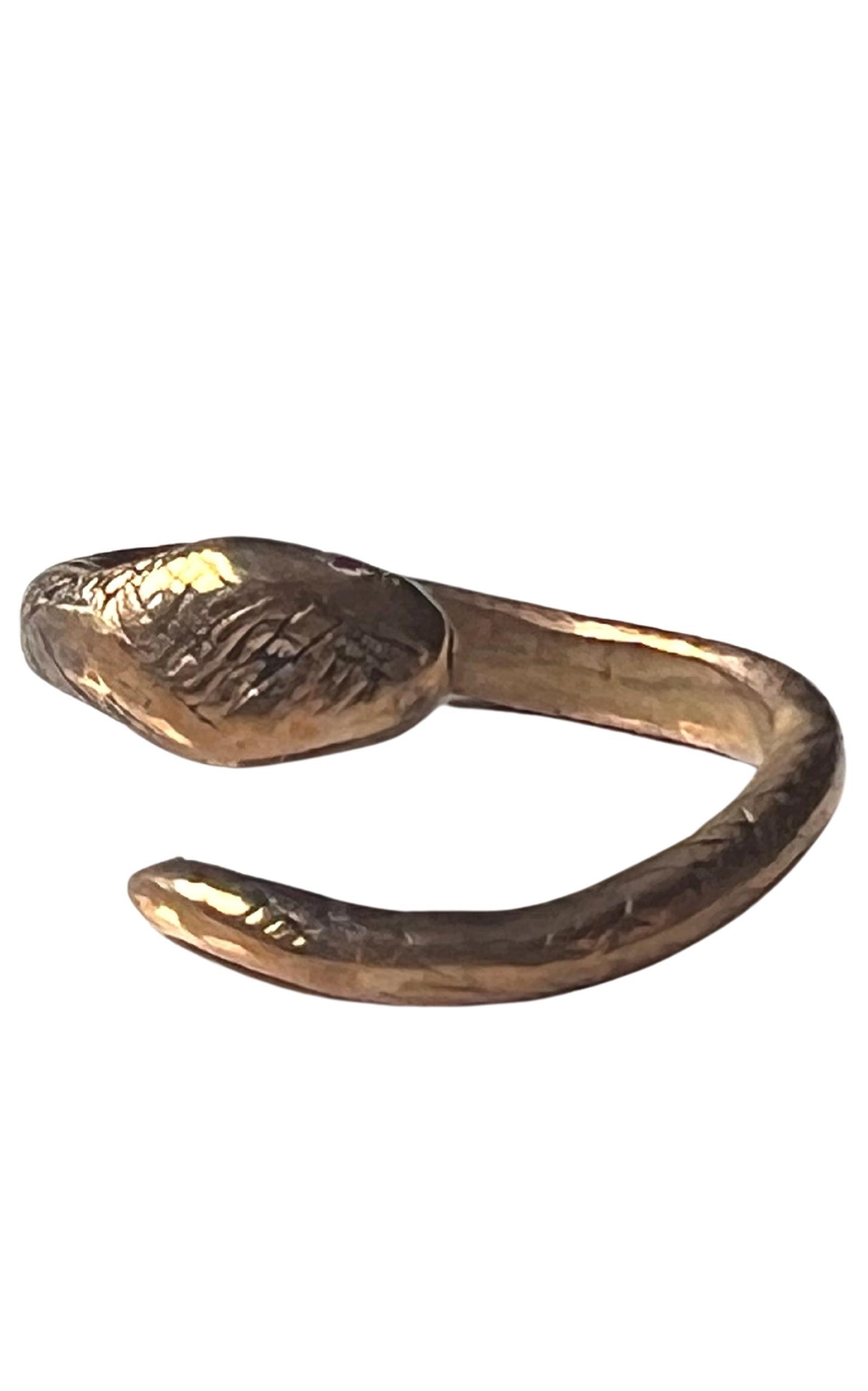 Ruby Snake Ring Bronze Adjustable J Dauphin