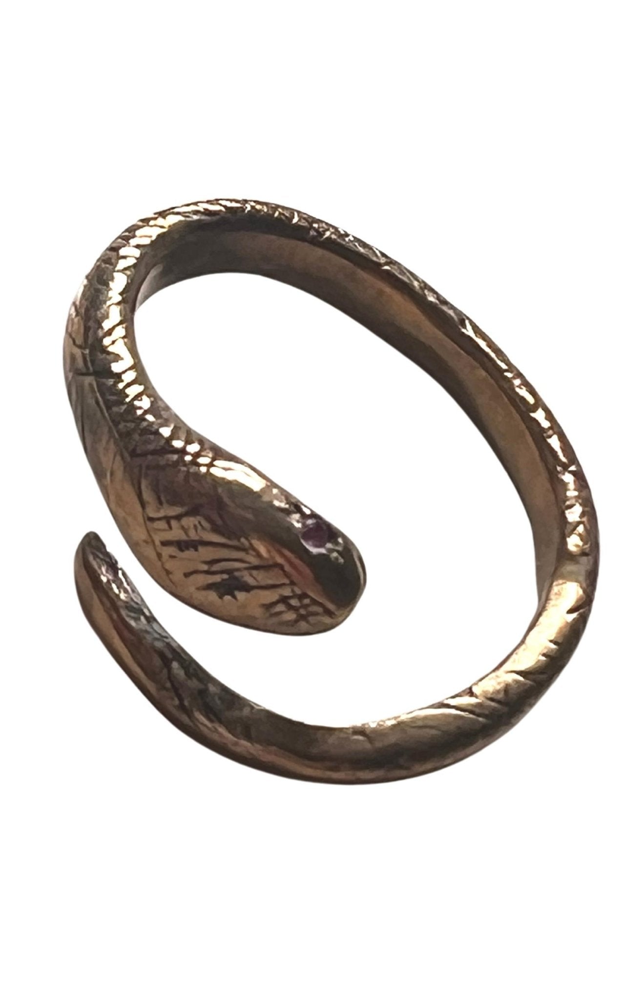 J Dauphin Ruby Snake Ring Bronze Adjustable - Runway Catalog