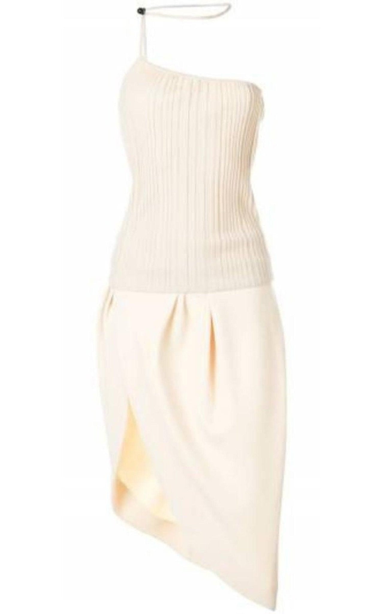 Jacquemus La Bomba Asymmetric Beige Midi Dress - Runway Catalog