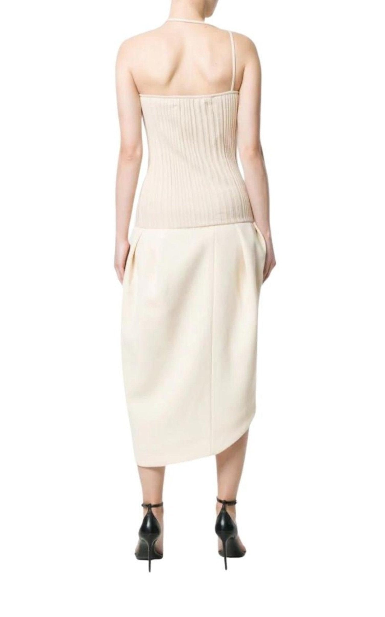 Jacquemus La Bomba Asymmetric Beige Midi Dress - Runway Catalog