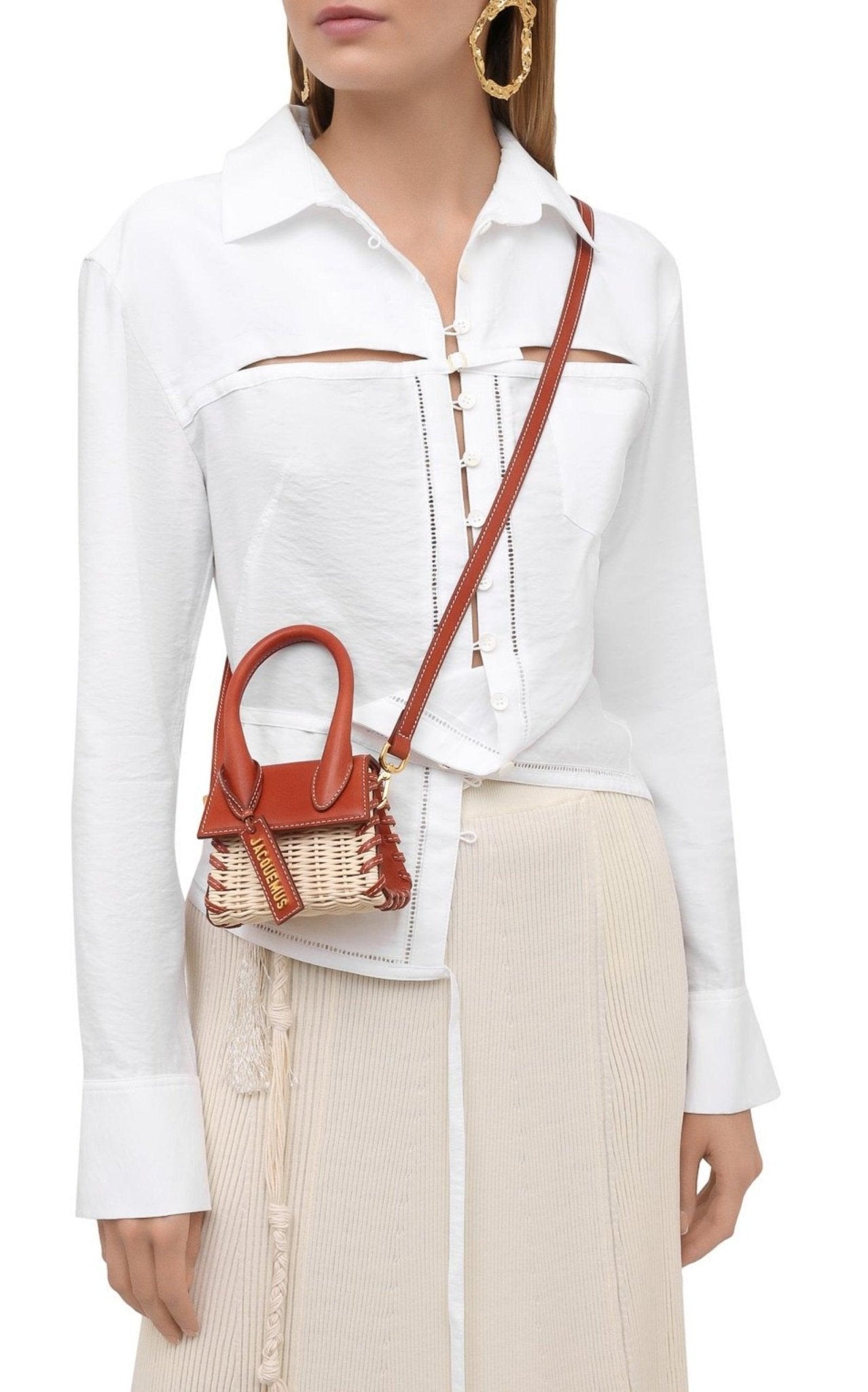 Jacquemus Leather and Rattan Chiquito Mini - Bag in Brown - Runway Catalog