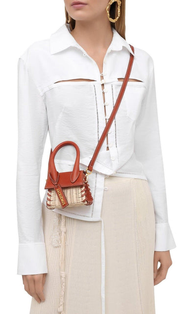 Jacquemus Leather and Rattan Chiquito Mini - Bag in Brown - Runway Catalog