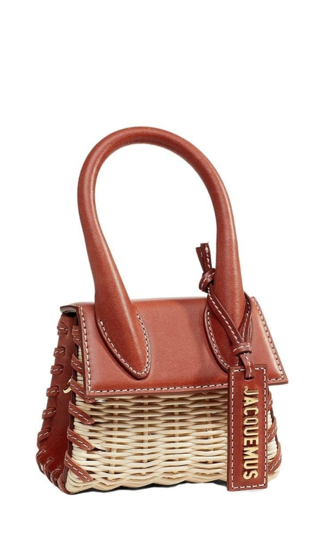 Jacquemus Leather and Rattan Chiquito Mini - Bag in Brown - Runway Catalog