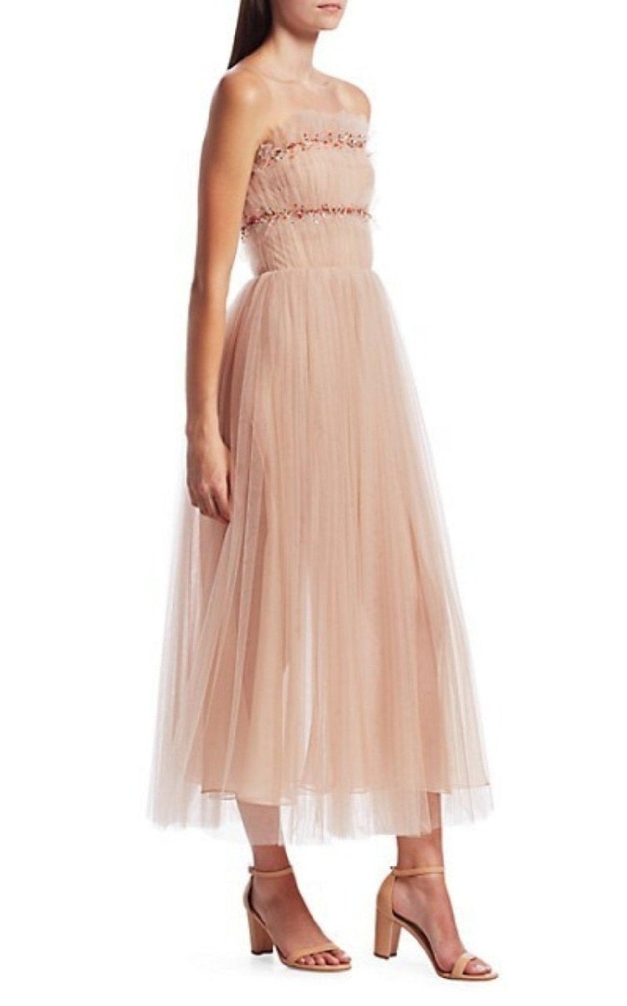 Jason Wu Strapless Ruched Tulle Midi Cocktail Dress - Runway Catalog