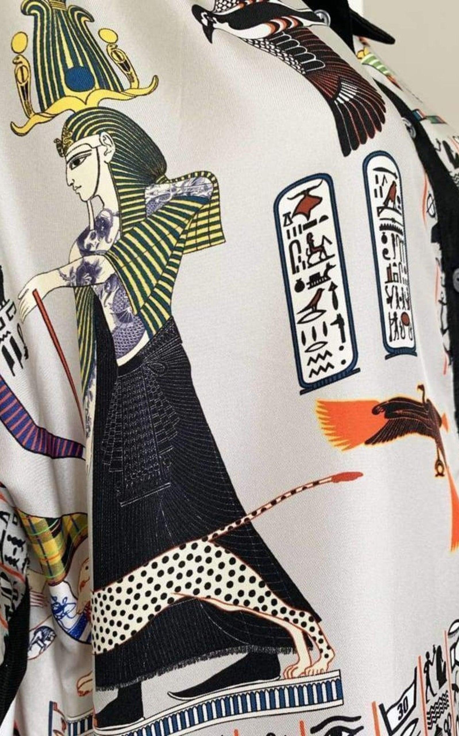 Oversized Egyptian Print Silk dress Jean Paul Gaultier