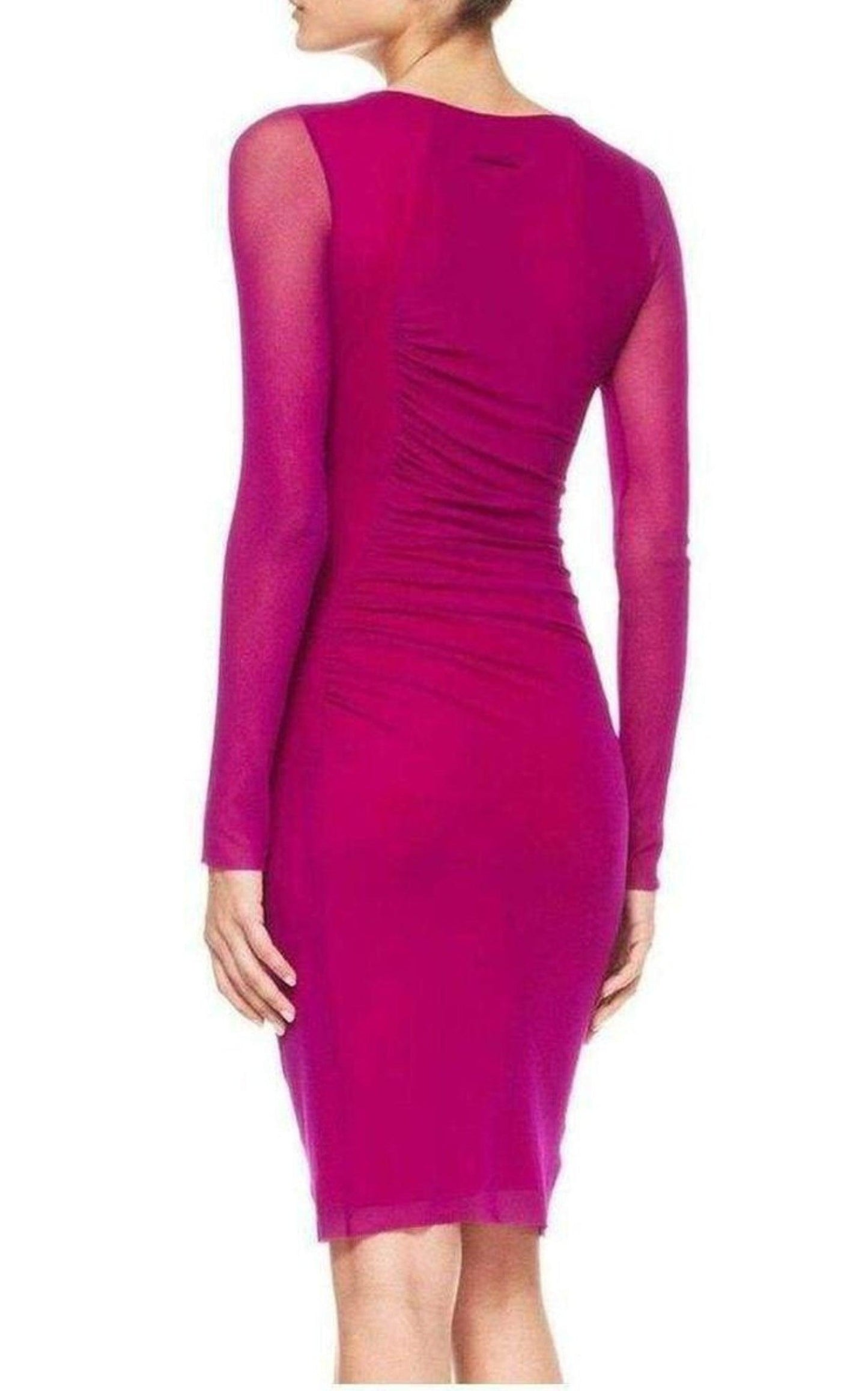 Purple Long Sleeve Ruched Waist Tulle Dress Jean Paul Gaultier