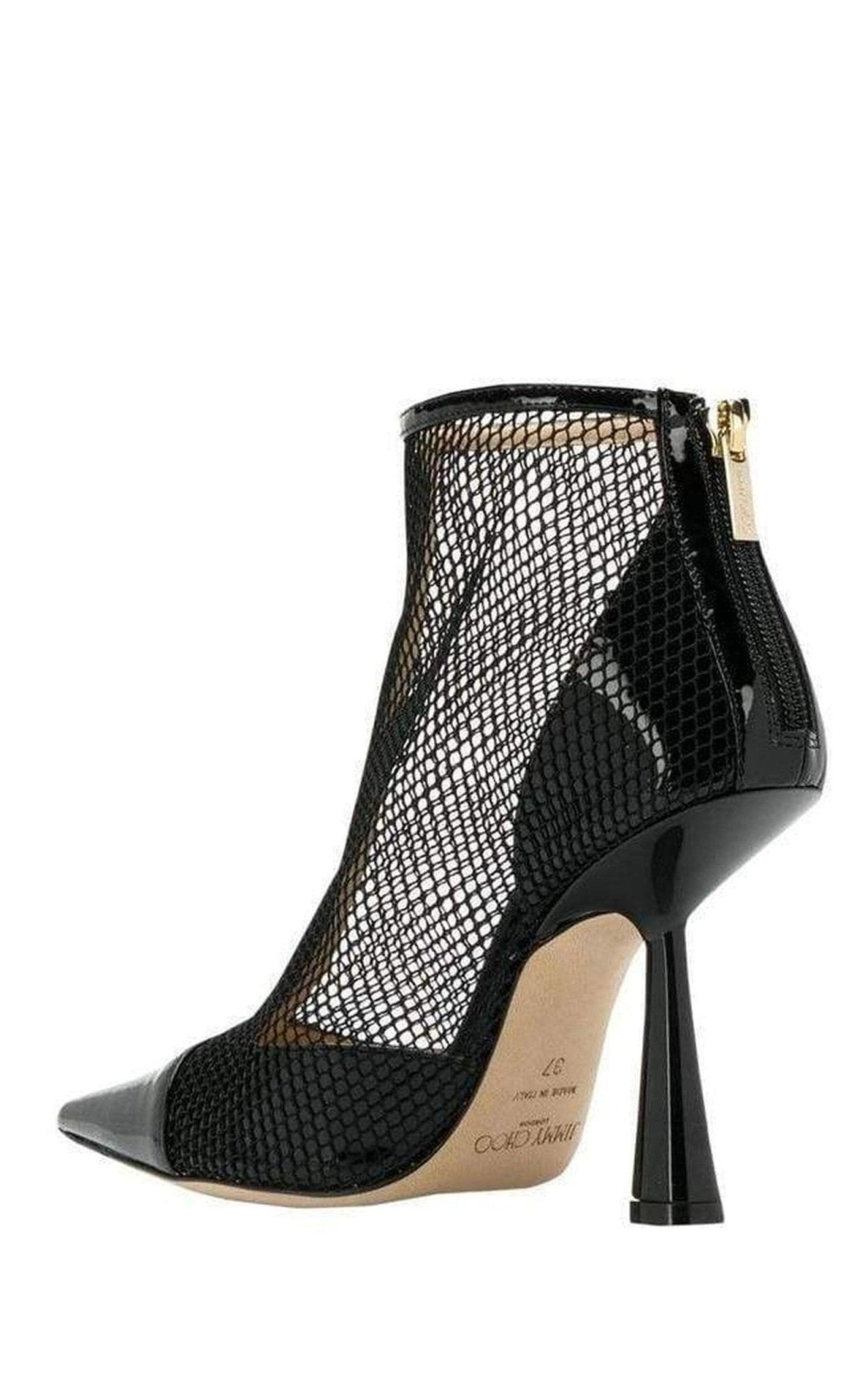 Jimmy Choo Kix 100 Fishnet Patent Leather Ankle Boots - Runway Catalog