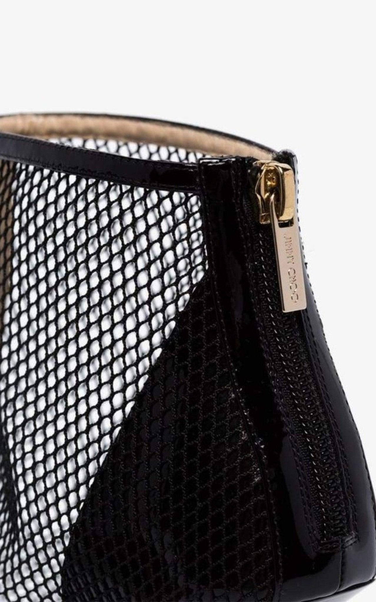 Jimmy Choo Kix 100 Fishnet Patent Leather Ankle Boots - Runway Catalog