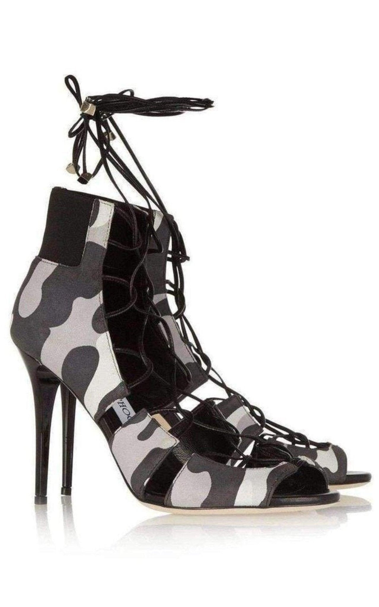 Jimmy Choo Myrtle 100 Camouflage Print Nubuck Sandals - Runway Catalog