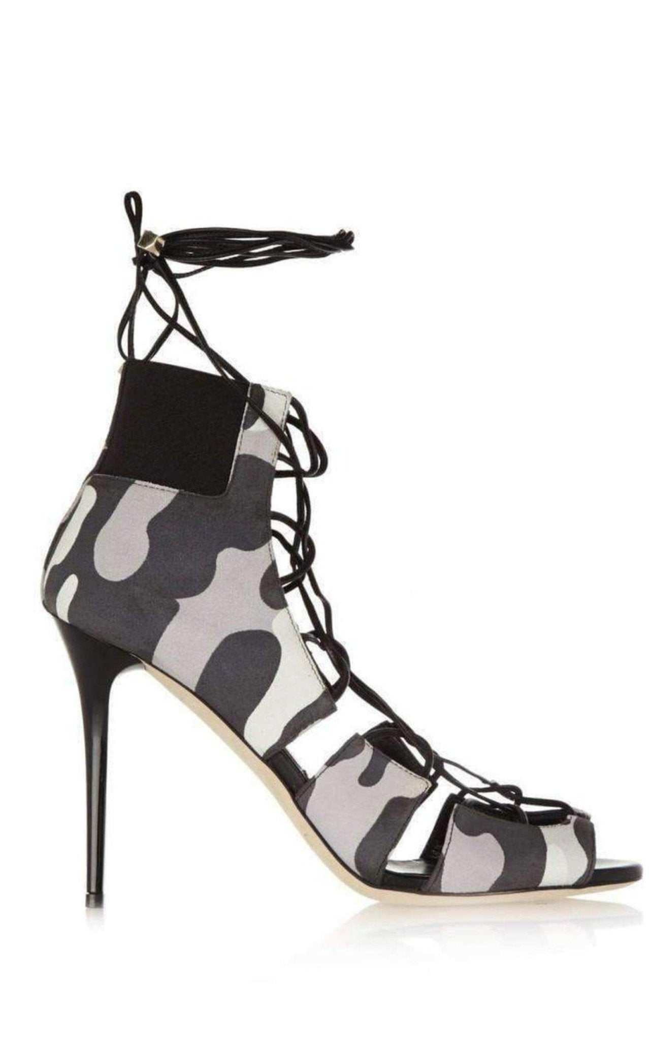 Jimmy Choo Myrtle 100 Camouflage Print Nubuck Sandals - Runway Catalog