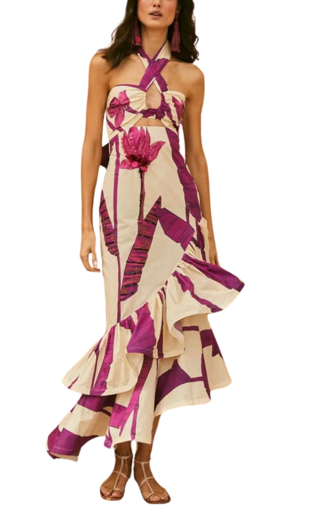 Johanna Ortiz Careless Floral Midi Dress - Runway Catalog