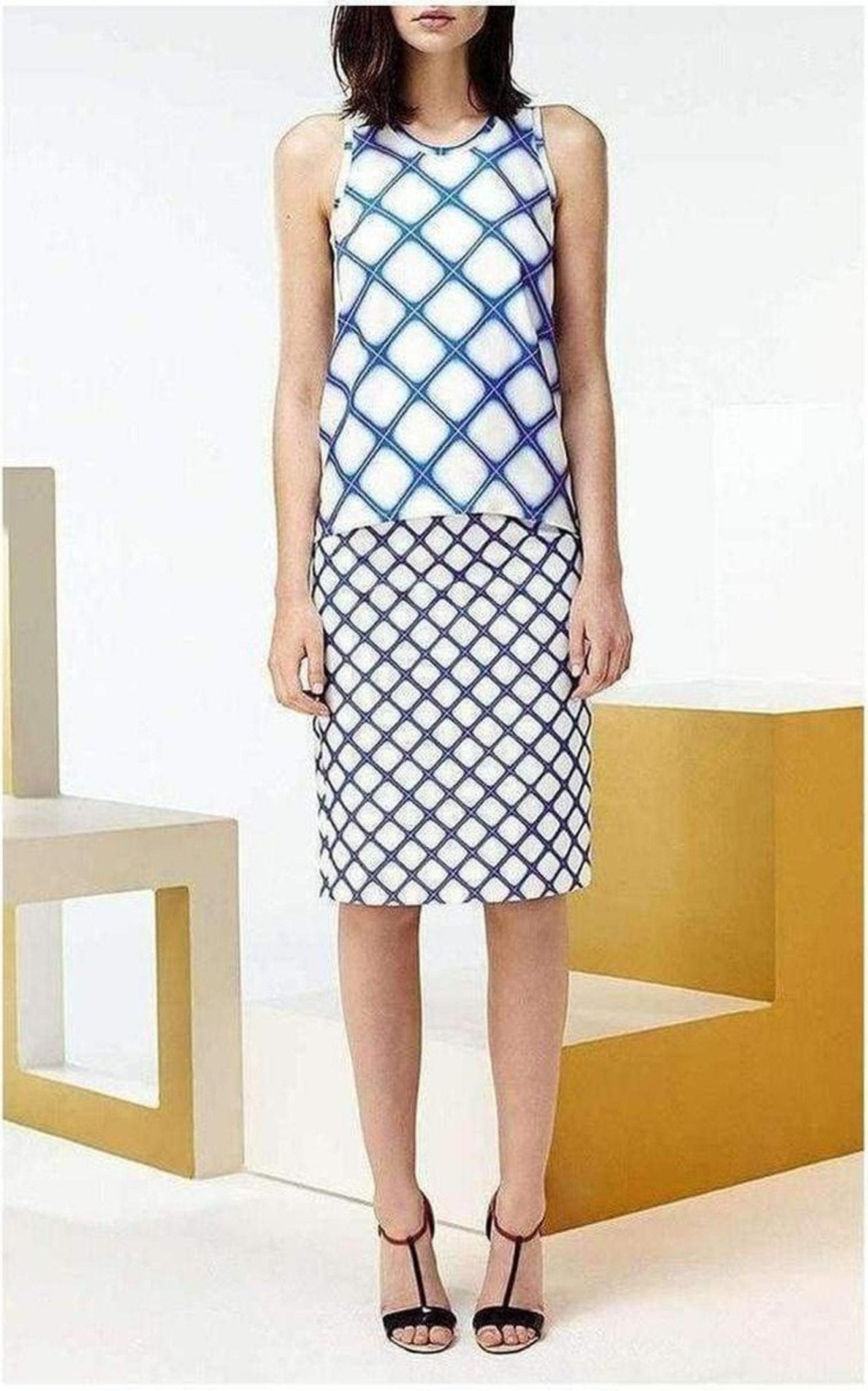 Jonathan Saunders Printed Textured - Cotton Pencil Skirt - Runway Catalog