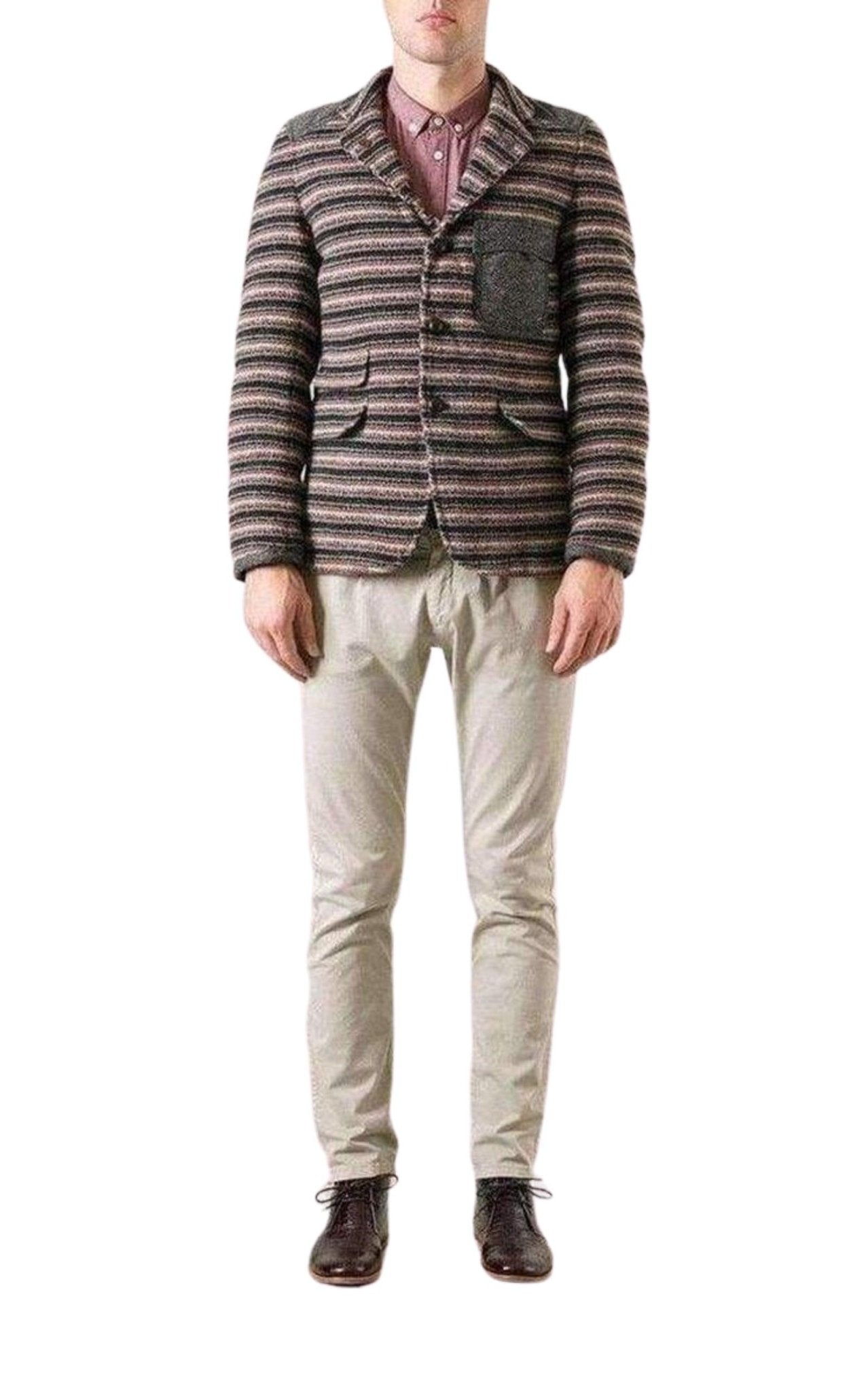 Junya Watanabe Junya Watanabe x Duvetica Padded Multi - Colored Wool Button - Up Jacket - Runway Catalog