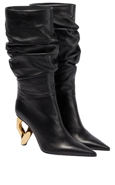 JW Anderson Chain Leather Heeled Boots - Runway Catalog