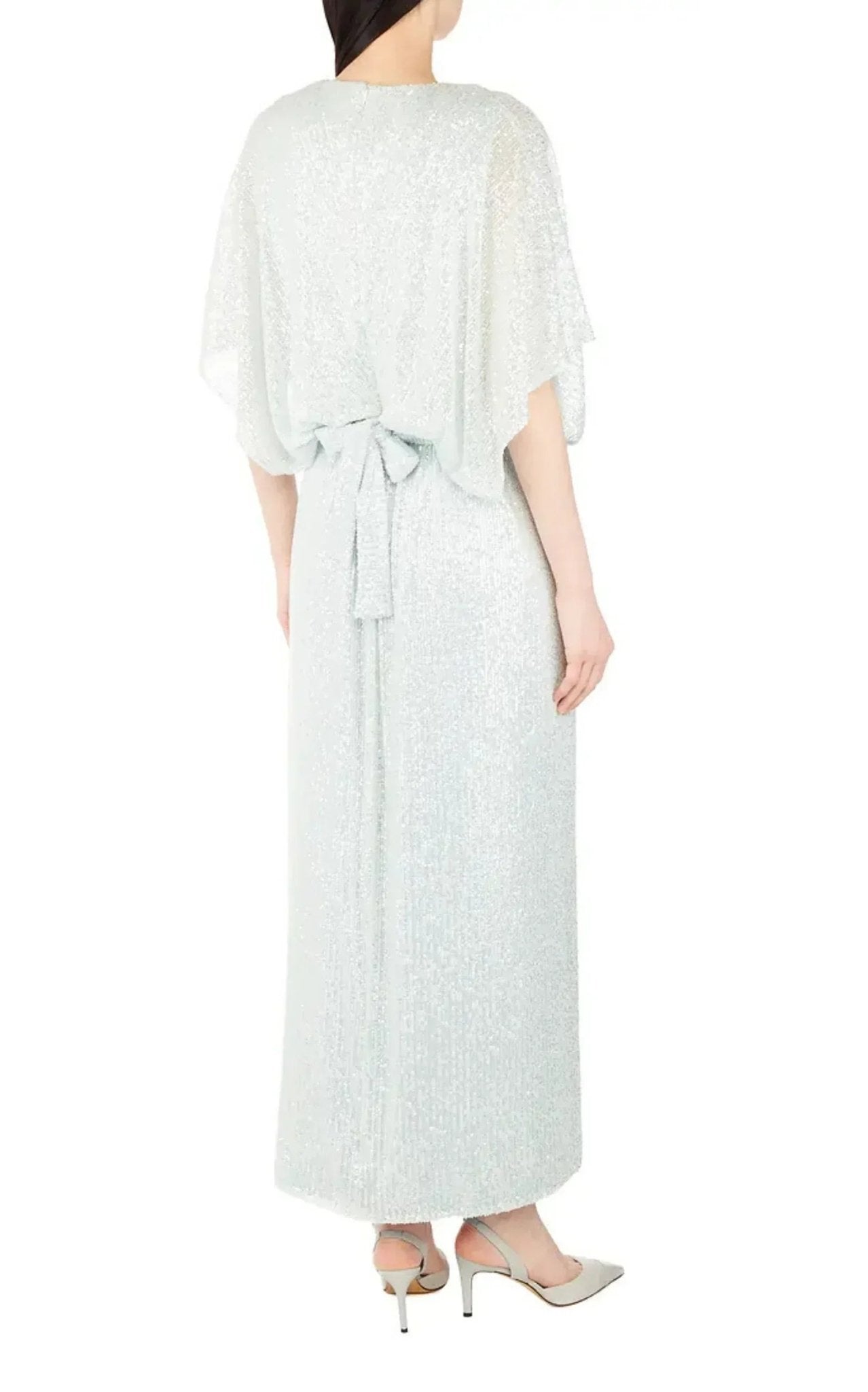 Kiton Water Green Sequin Belted Maxi Dress - Runway Catalog