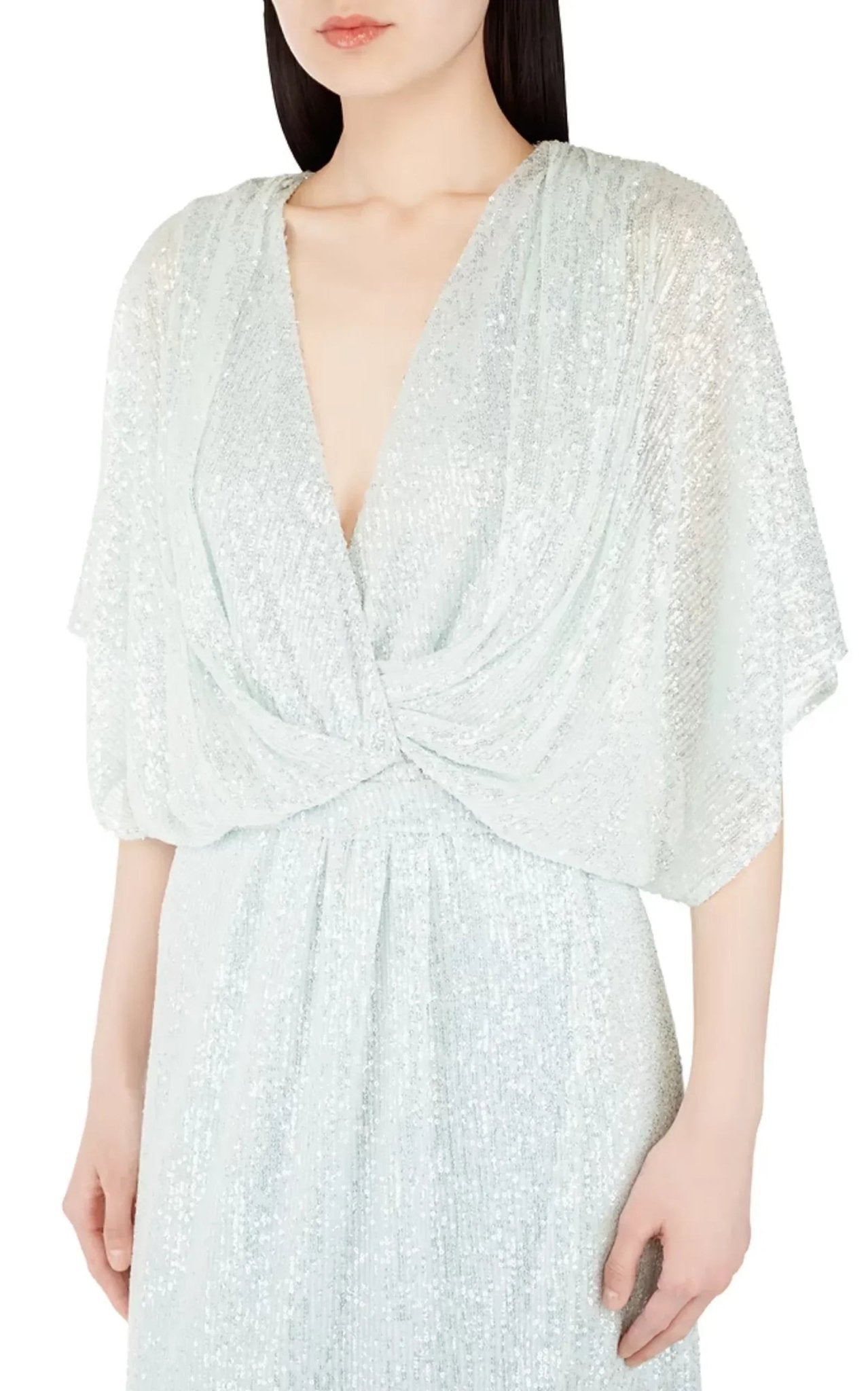 Kiton Water Green Sequin Belted Maxi Dress - Runway Catalog