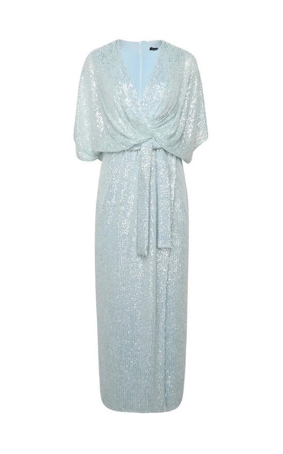 Kiton Water Green Sequin Belted Maxi Dress - Runway Catalog