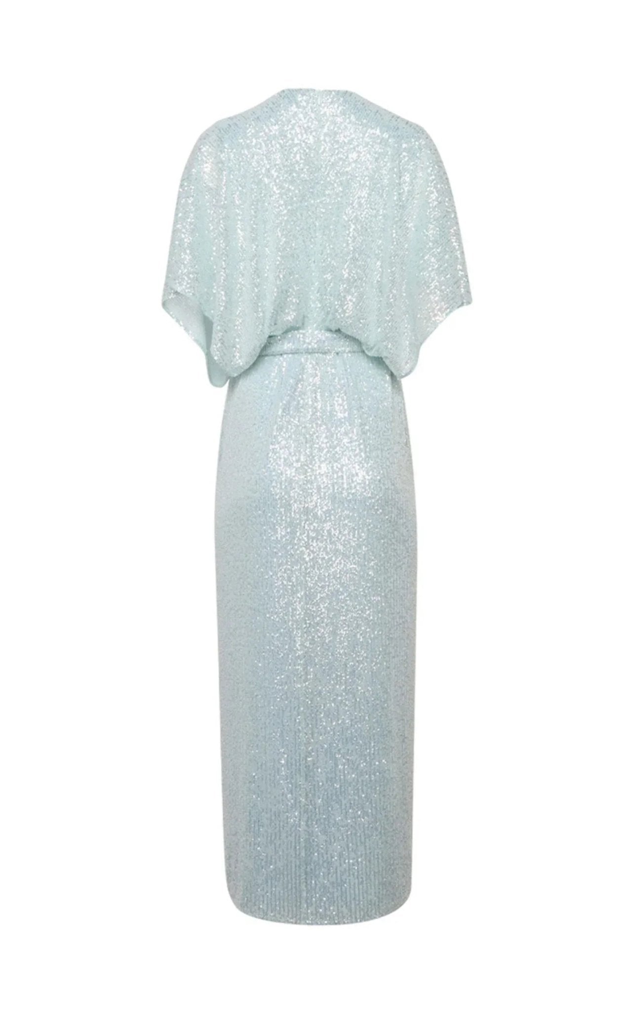 Kiton Water Green Sequin Belted Maxi Dress - Runway Catalog