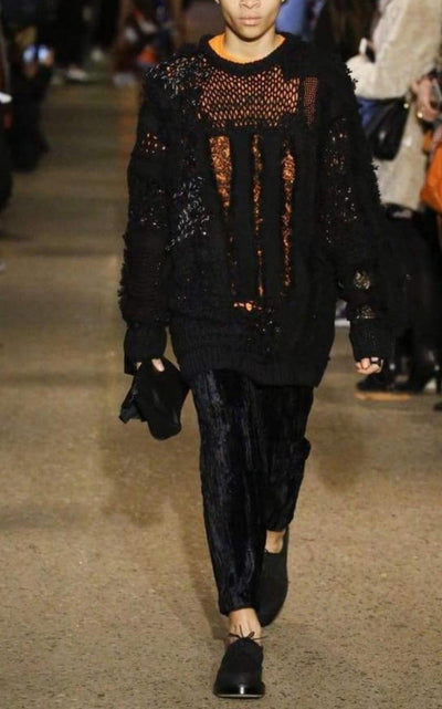 Koche Koché Embellished Open Knit Wool Blend Sweater - Runway Catalog