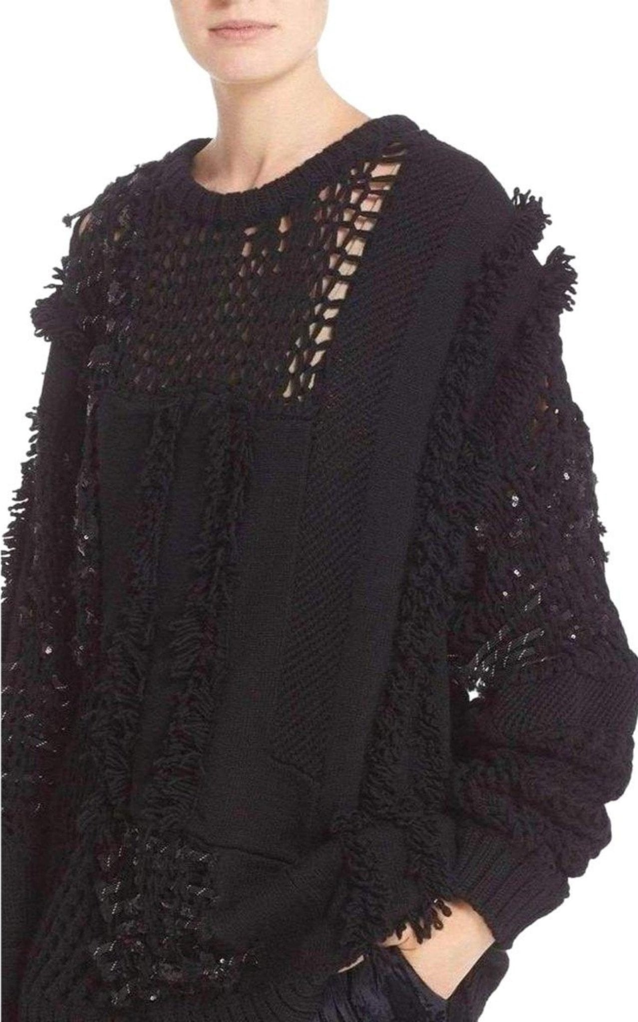 Koche Koché Embellished Open Knit Wool Blend Sweater - Runway Catalog