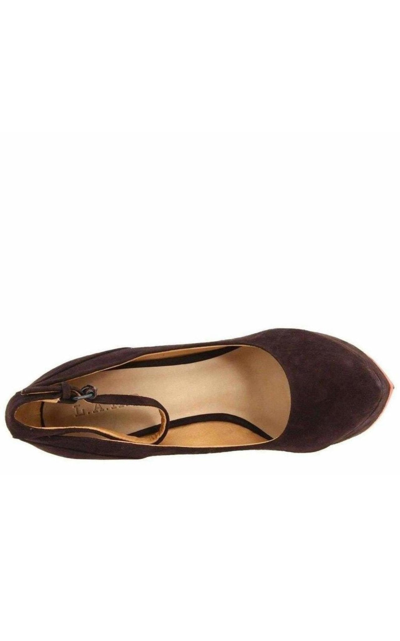 L.A.M.B. Brown Suede High Wedge Shoes - Runway Catalog