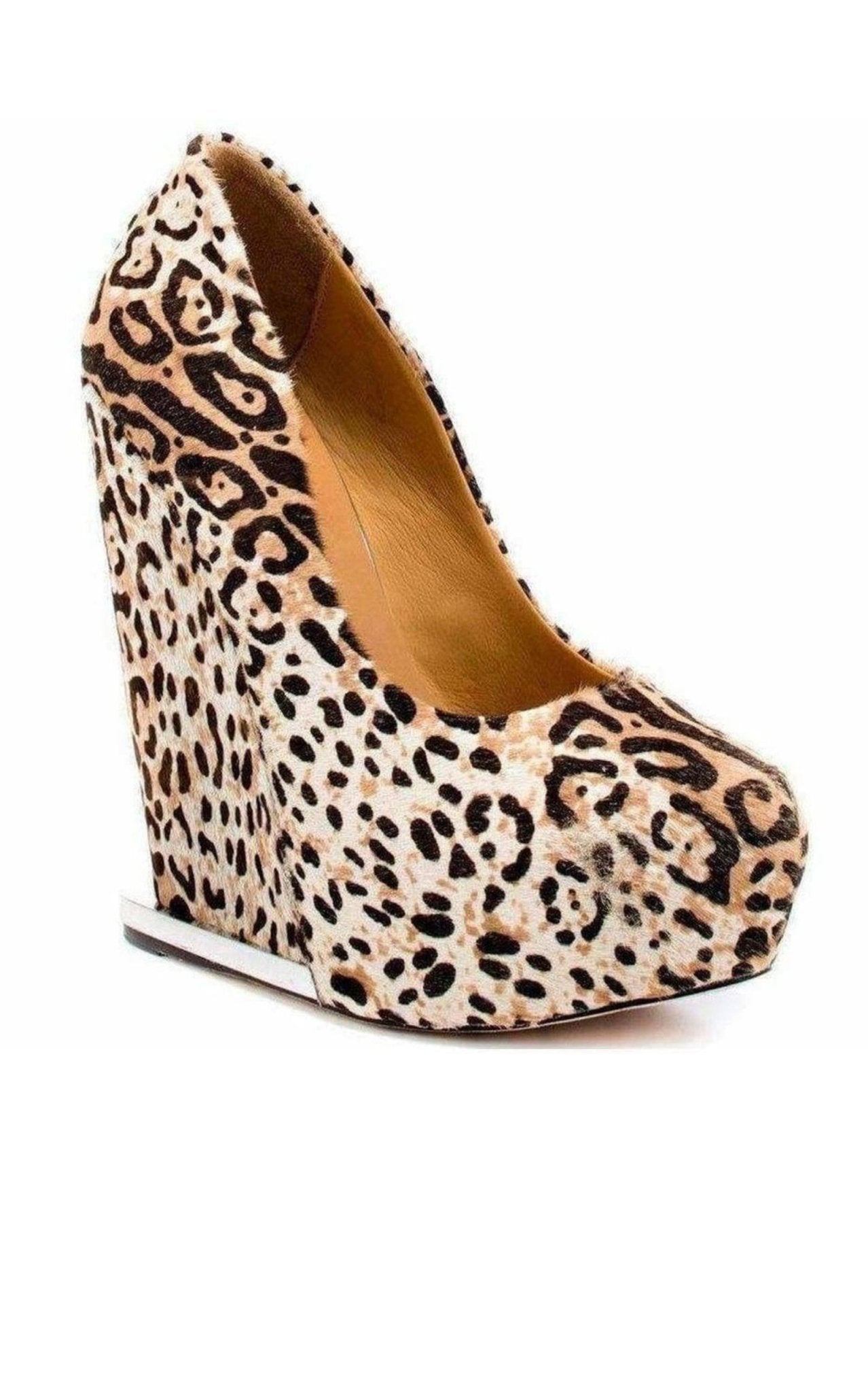 L.A.M.B. Leopard Print Leather Wedge - Runway Catalog