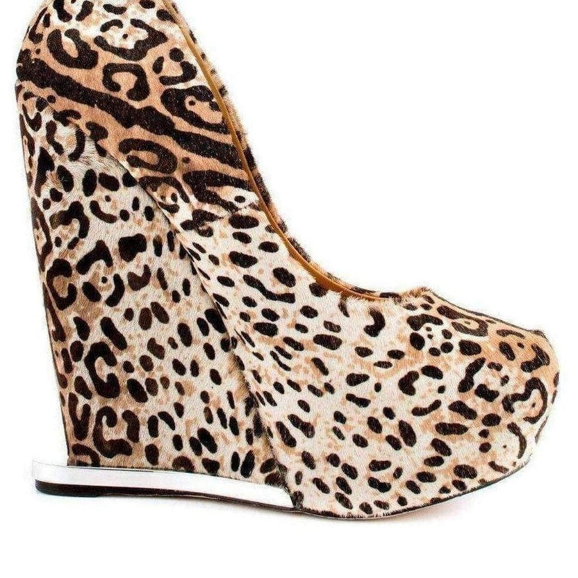 L.A.M.B. Leopard Print Leather Wedge - Runway Catalog